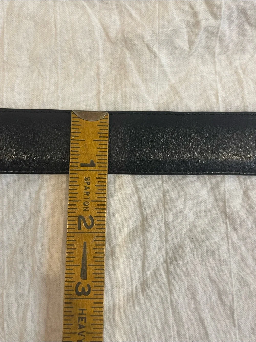 Vintage Lands’ End 506 Black Leather Belt Solid Brass Buckle Size 36